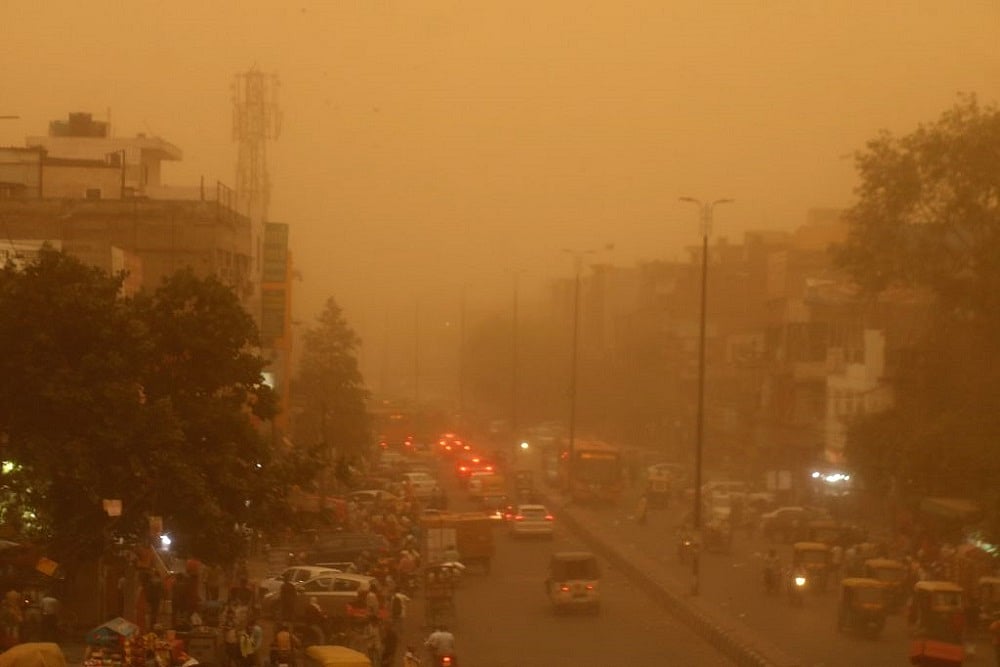 Visibility Affected Due To Dust Storm In Delhi