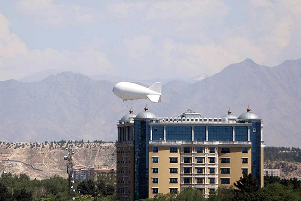 A security surveillance balloon flies over Kabul, Afghanistan.