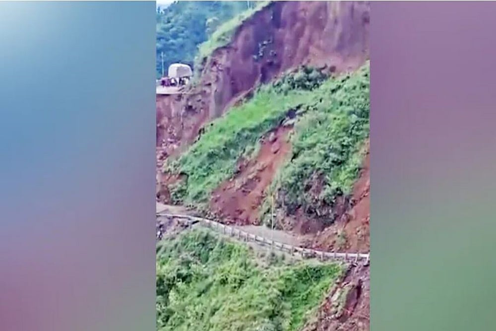 Watch: Dramatic Road Collapse After Landslide In Himachal