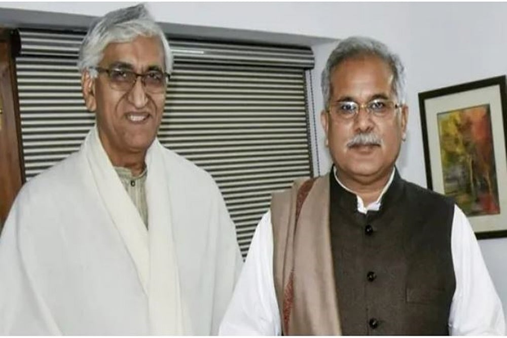 File image of Chhattisgarh health minister TS Singh Deo with CM Bhupesh Baghel. (PTI)