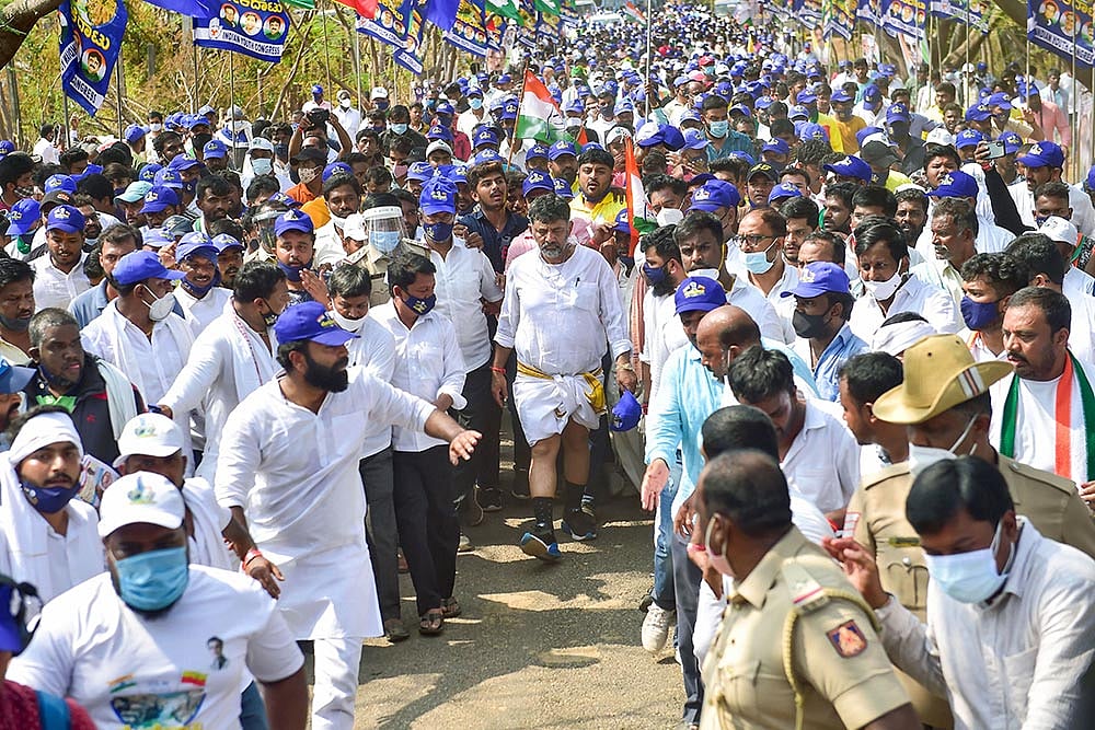 Congress's Mekedatu Padayatra Enters Second Day While Senior Leaders Get Booked By Police
