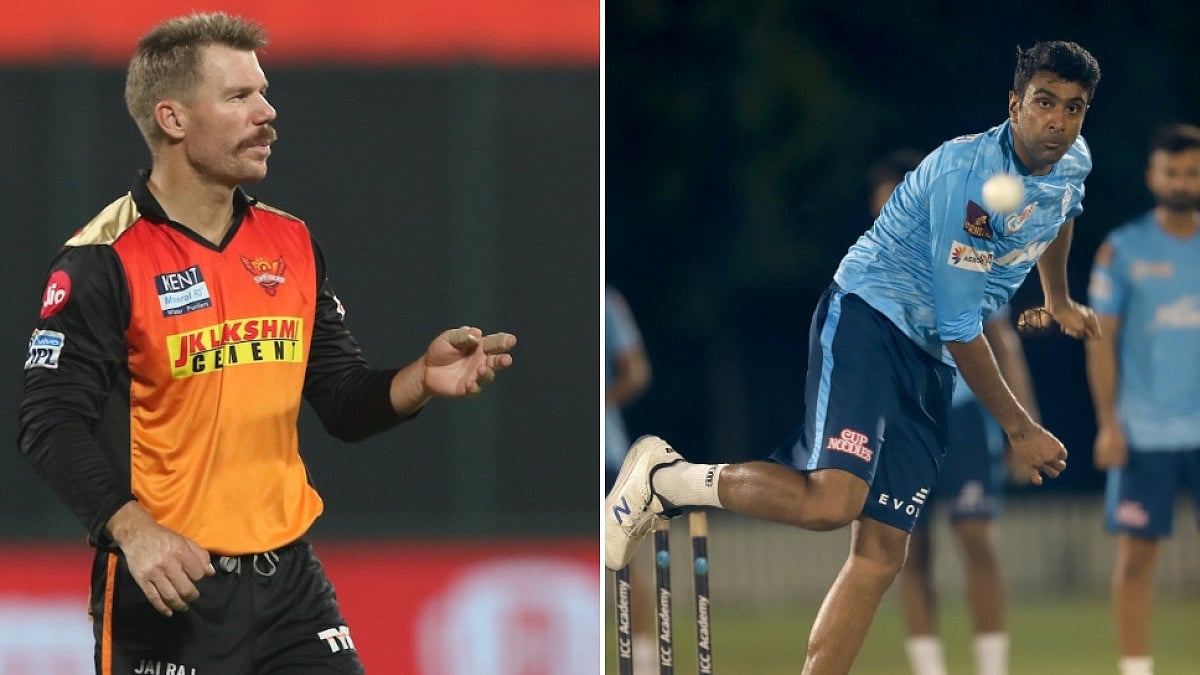 David Warner (L) and Ravichandran Ashwin have set a base price of 2 crore each for IPL 2022 auction.