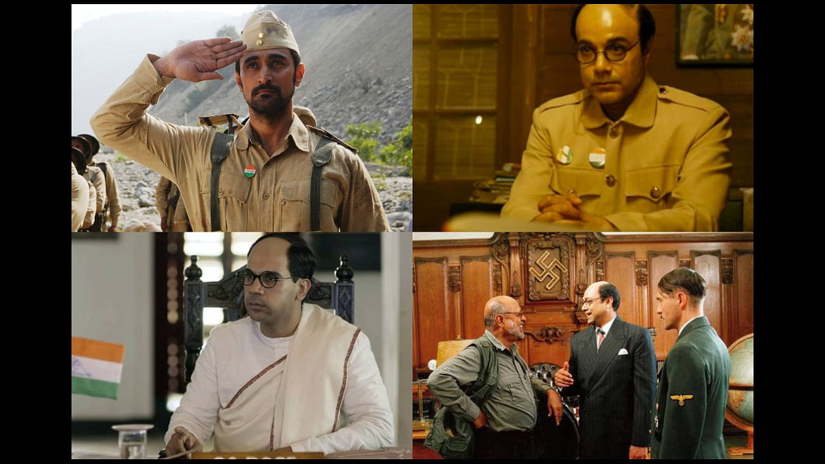 Stills from films based on Subhas Chandra Bose's life.