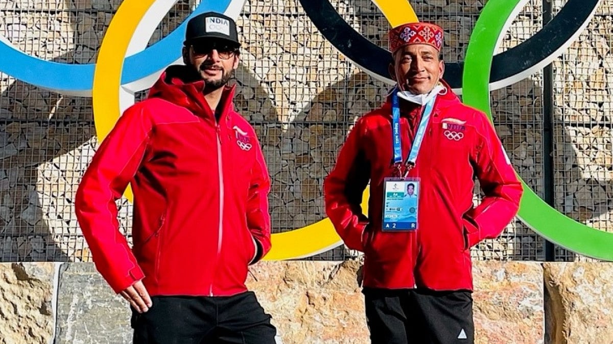 Mohammad Arif Khan and his coach Ludar Thakur at the Beijing 2022 Games Village on Thursday.
