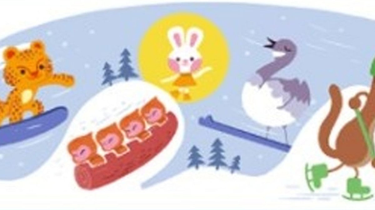 The doodle features various animals such as tigers, monkeys and rabbits.