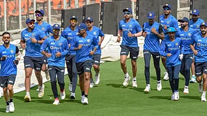 India players warm-up during a training session on the eve of the first ODI vs West Indies.