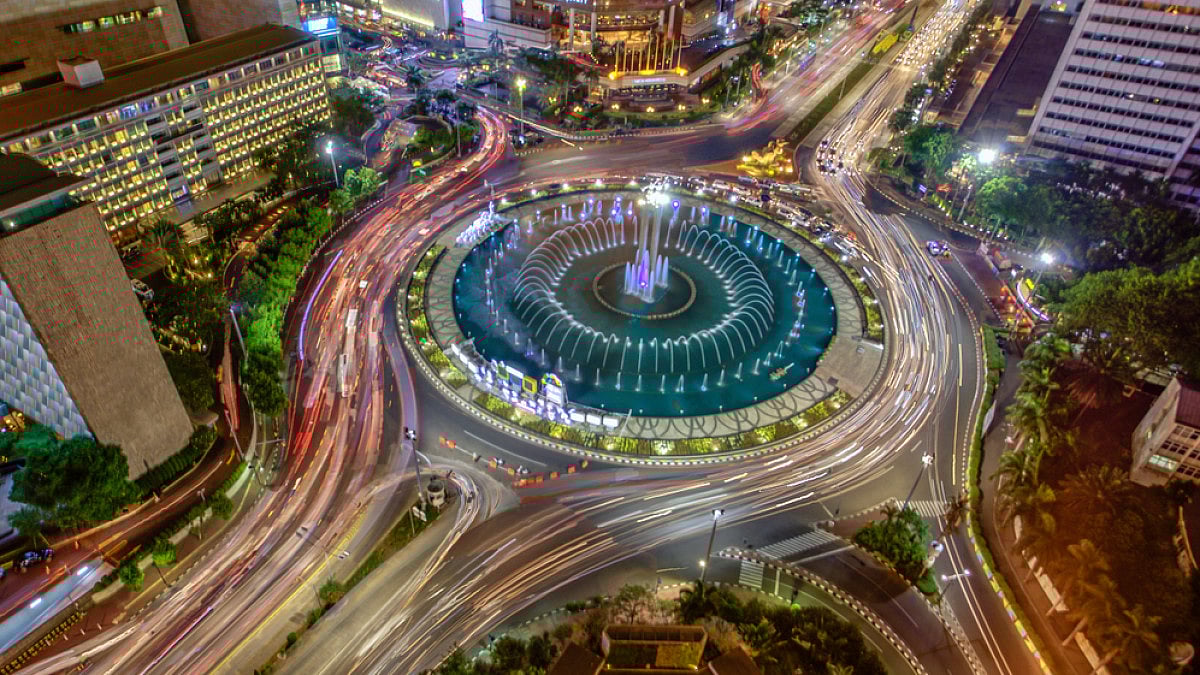 An aerial view of Jakarta