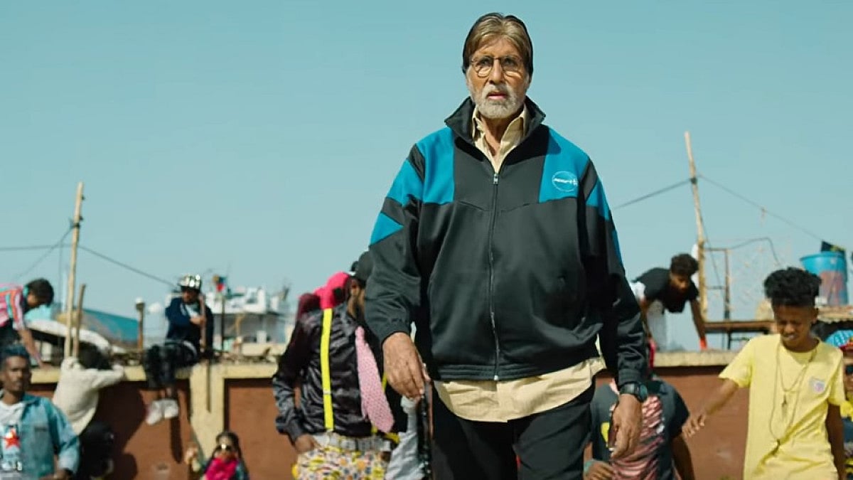A still of actor Amitabh Bachchan from 'Jhund'
