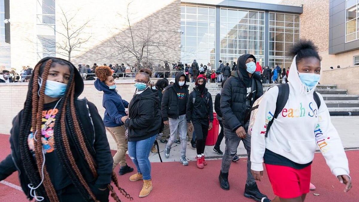   The students leave Dunbar High School in Washington DC in US.