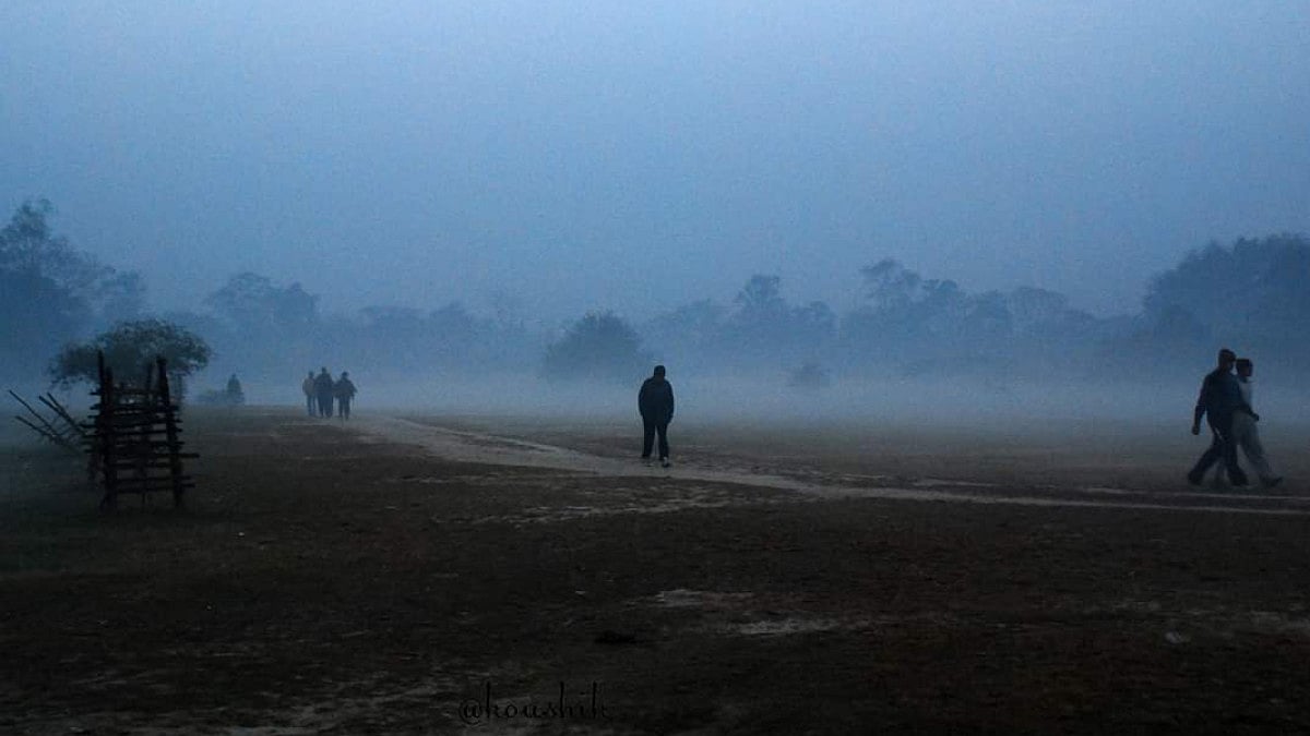 Morning walkers in Dumurjola Math before parts of it were converted into a helipad