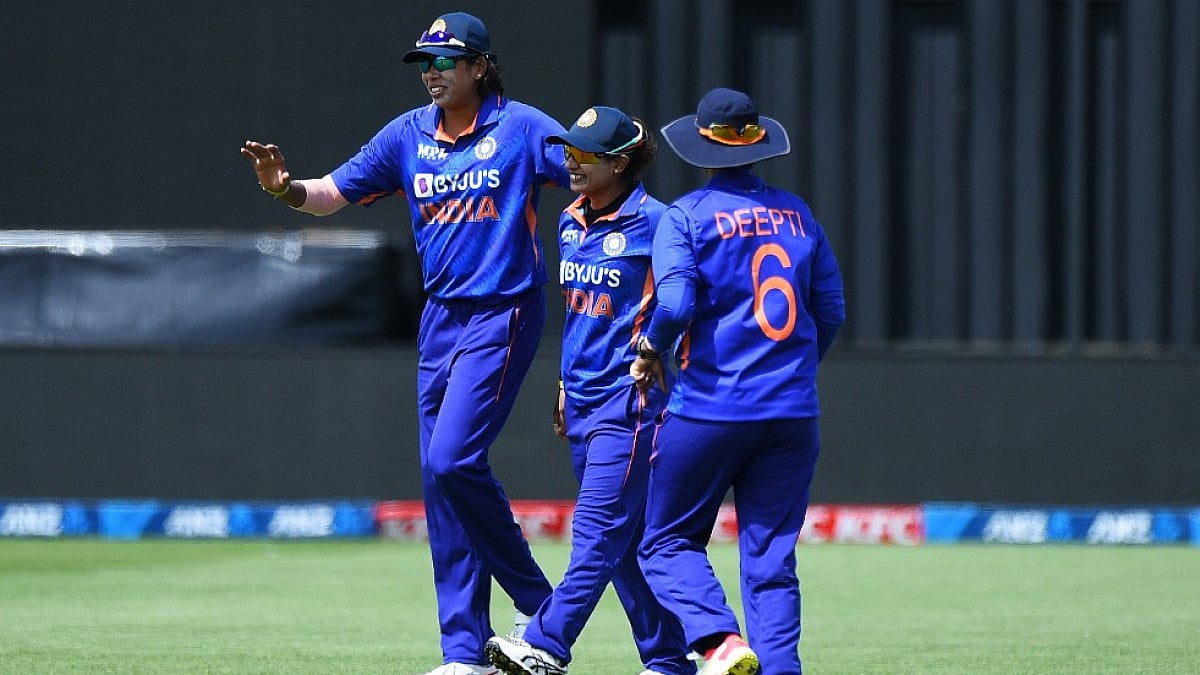 Indian players celebrate the fall of New Zealand in the first ODI on Saturday. 