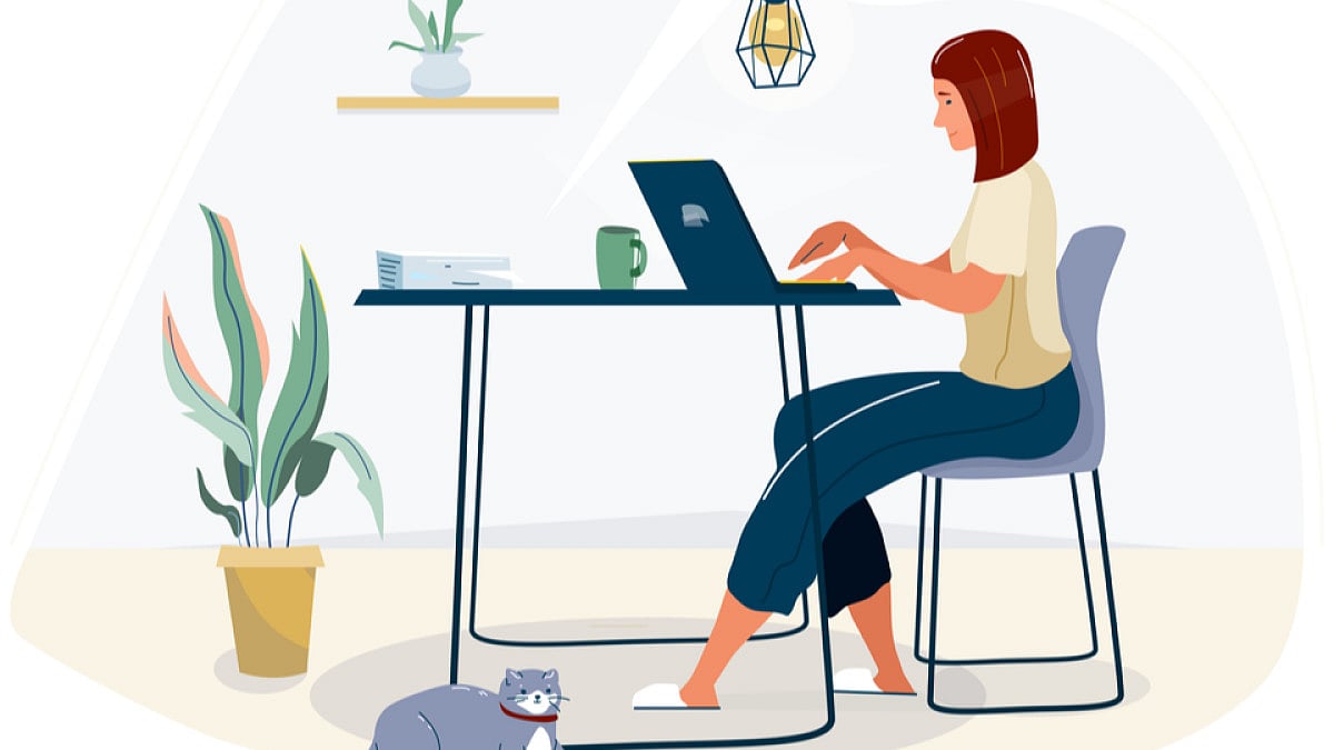 Illustration of a woman at work