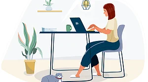 Illustration of a woman at work