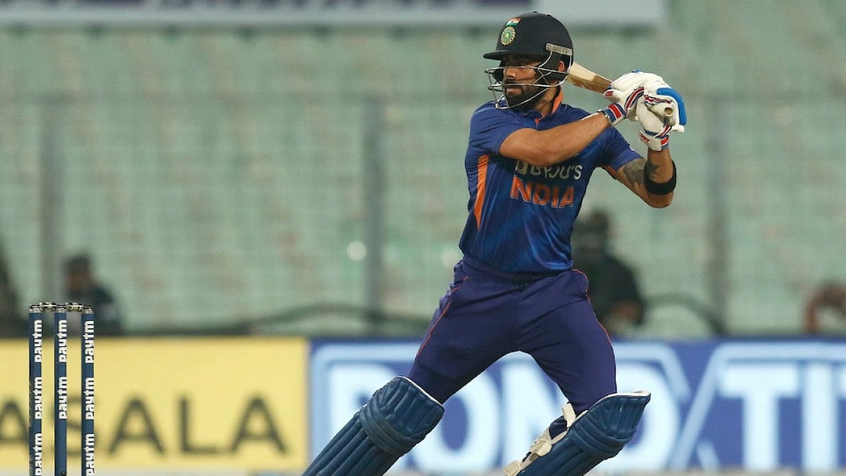 Virat Kohli in action against West Indies in the second T20I at Eden Gardens on Friday. 