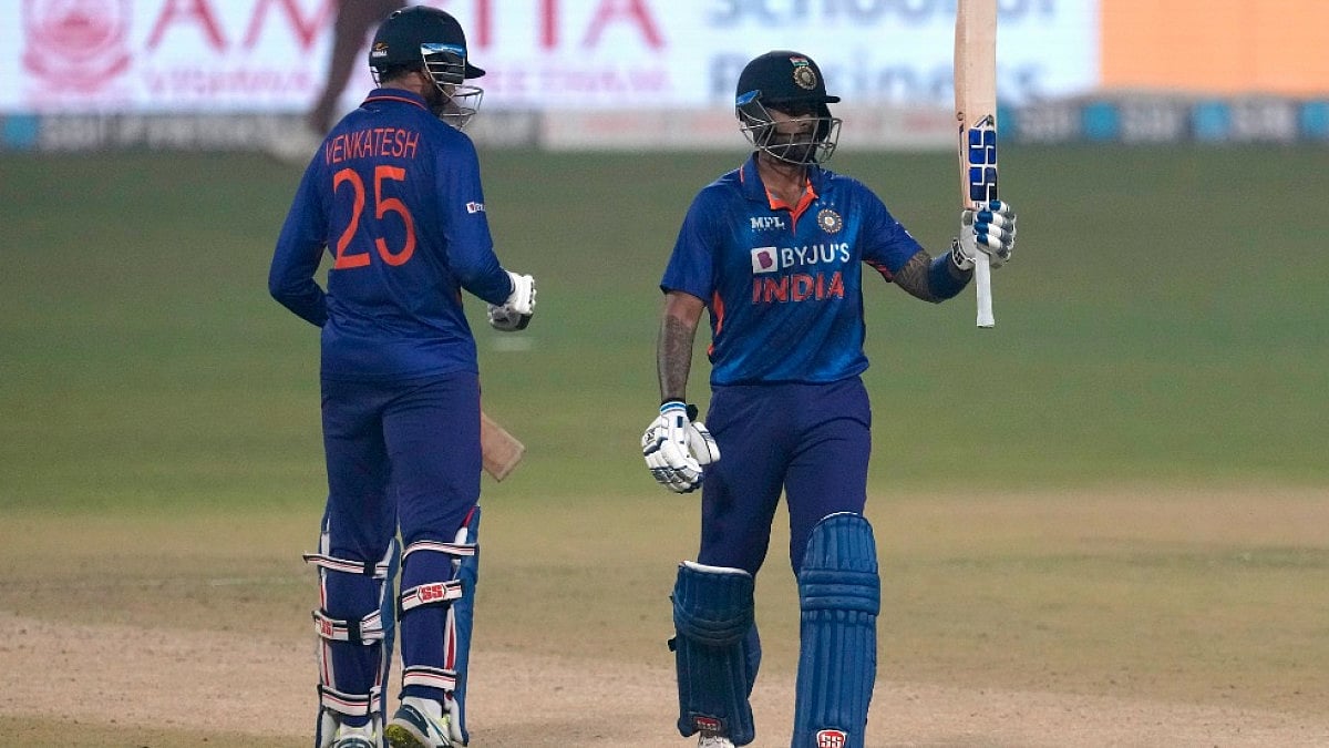Suryakymar Yadav and Venkatesh Iyer shared a 91-run fifth wicket partnership against West Indies.