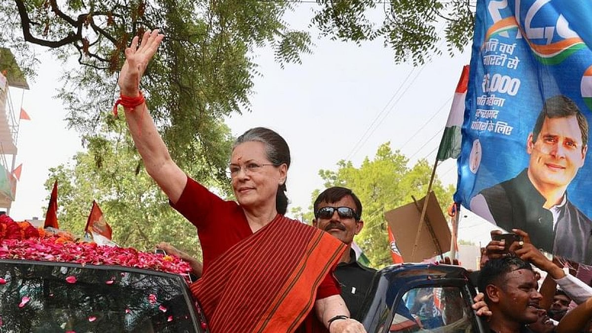 File photo of Sonia Gandhi during roadshow in Rae Bareli.