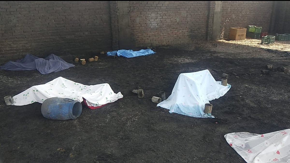 Burnt remains after explosion at an illegal firecrackers factory in Una district, Himachal Pradesh.