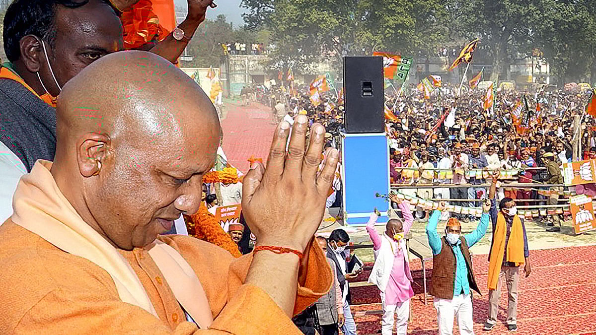 UP CM Yogi Adityanath during an election campaign rally in Jhansi. (File photo)