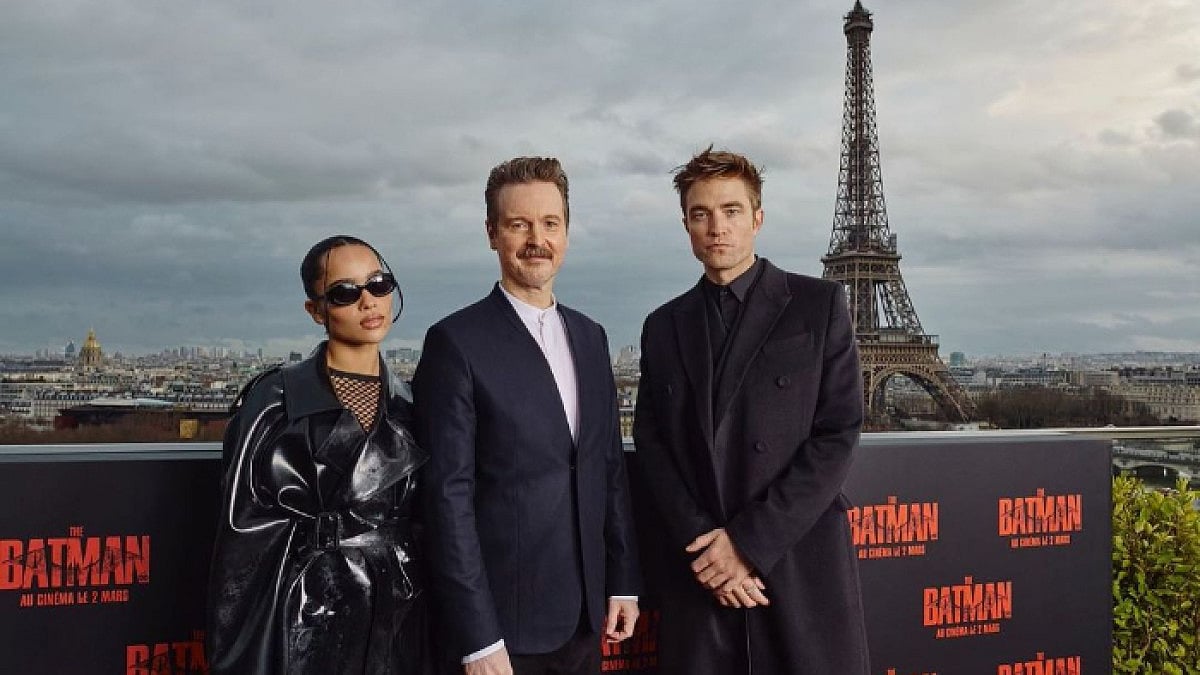 Director Matt Reeves with Robert Pattinson and Zoë Kravitz