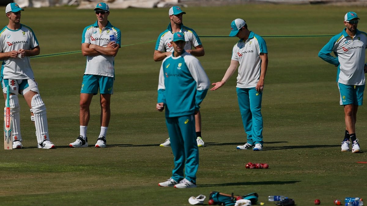 Australian players during their training session at Pindi Cricket Stadium in Rawalpindi on Tuesday. 