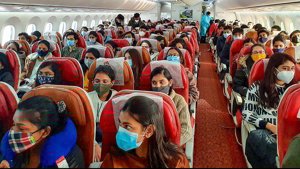 Indian nationals on board a special Air India flight as people stranded in war-torn Ukraine .