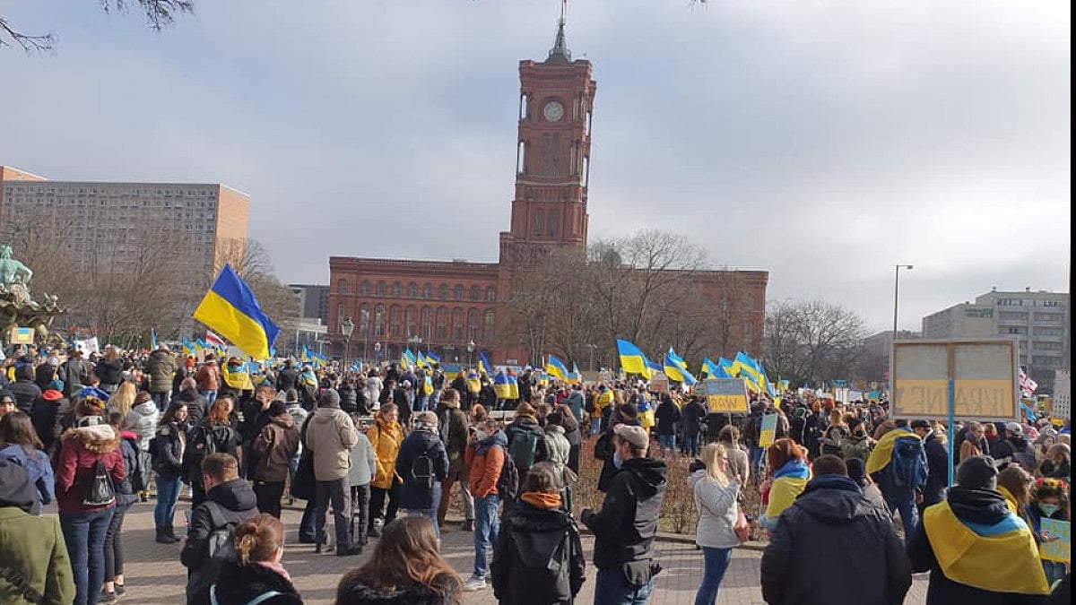 Protests in Berlin, Germany where librarians and civilians came out to support Ukraine last week