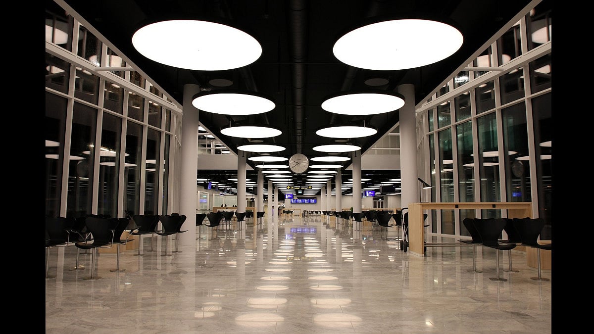 Inside the Kastrup airport in Copenhagen