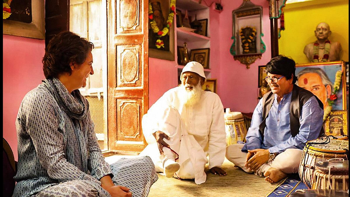 Priyanka Gandhi Vadra at the Kabir temple during her election campaign for Assembly polls.