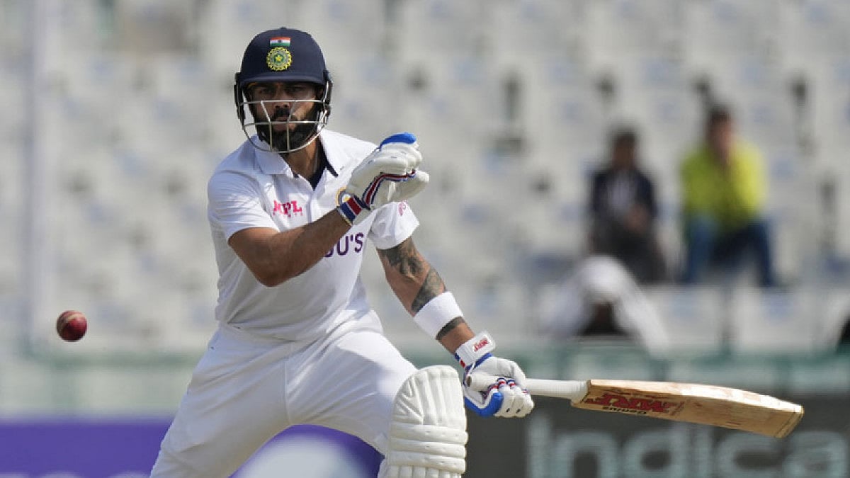 India's Virat Kohli bats on Day 1 of the 1st Test against Sri Lanka in Mohali, March 4, 2022.