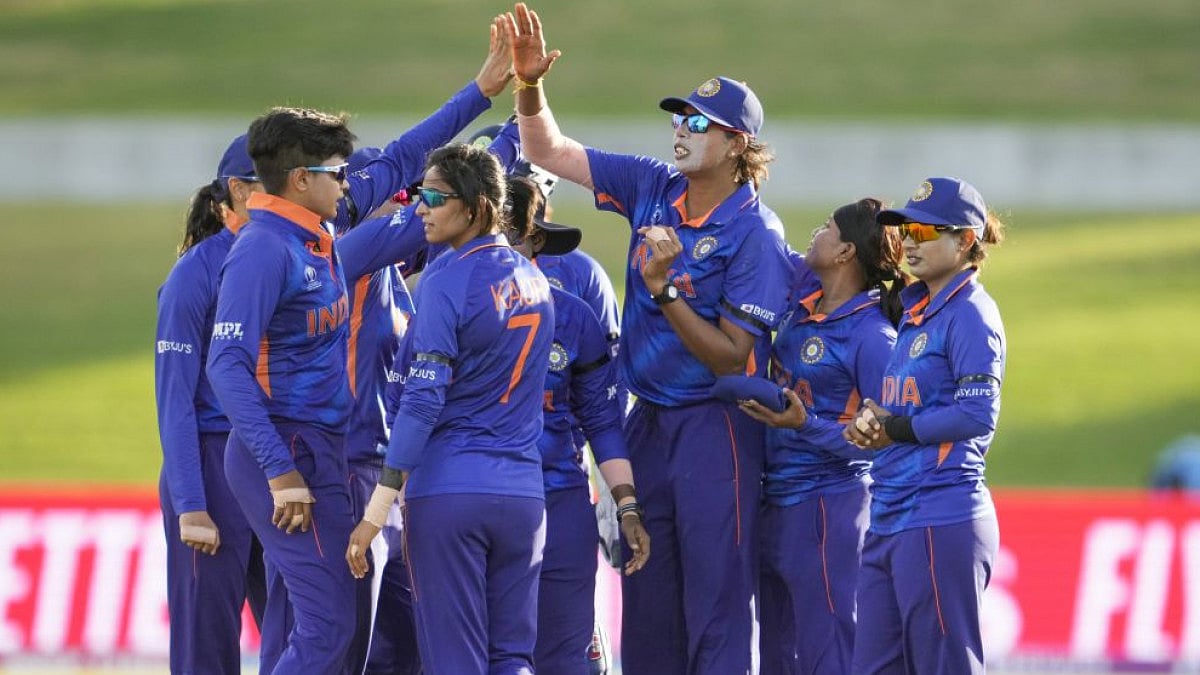 Indian players during ICC Women's World Cup match against Pakistan at Bay Oval in Mount Maunganui.