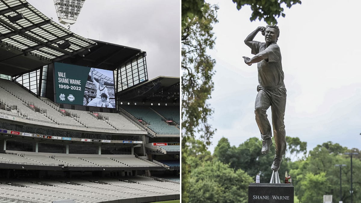 Shane Warne is immortalised with a statue outside the Melbourne Cricket Ground.