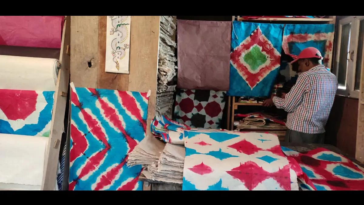 Inside the handmade paper store in Borong, Sikkim