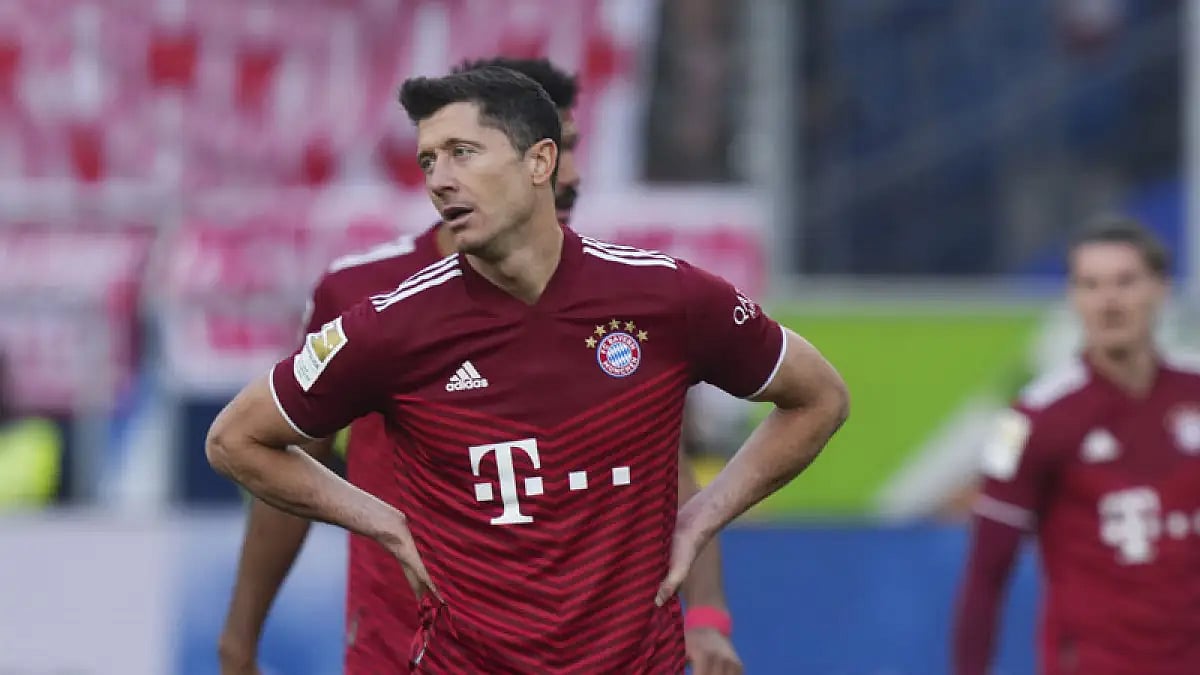 Bayern's Robert Lewandowski during a Bundesliga match against Hoffenheim. Match ended in a 1-1 draw.