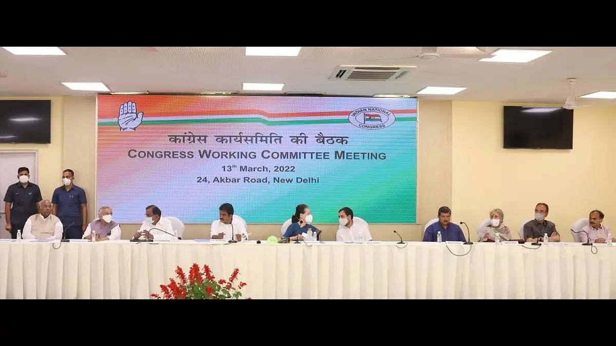 Congress Working Committee meeting going on at the party headquarters in New Delhi.