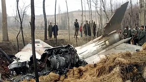 Photograph of a crashed MiG-21