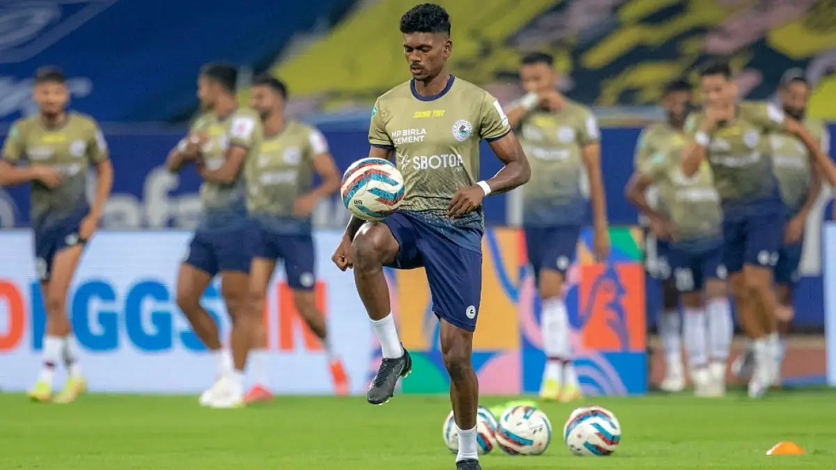ATKMB's Liston Colaco during their training session ahead of HFC tie in ISL 2021-22..