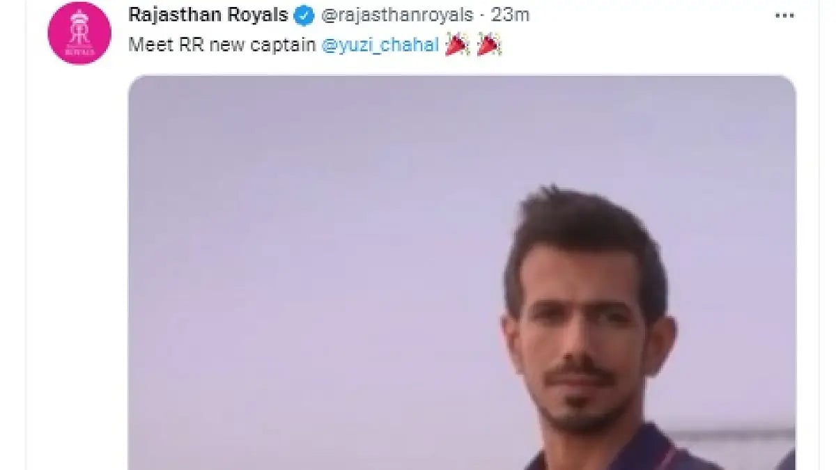 The Twitter screengrab which shows Yuzvendra Chahal as Rajasthan Royals new captain.
