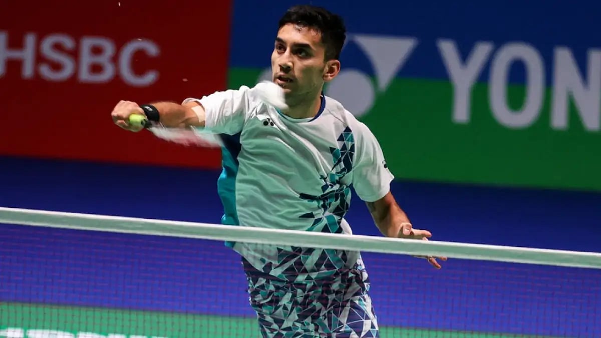 India's Lakshya Sen in action against compatriot Sourabh Verma in All England Open 2022.