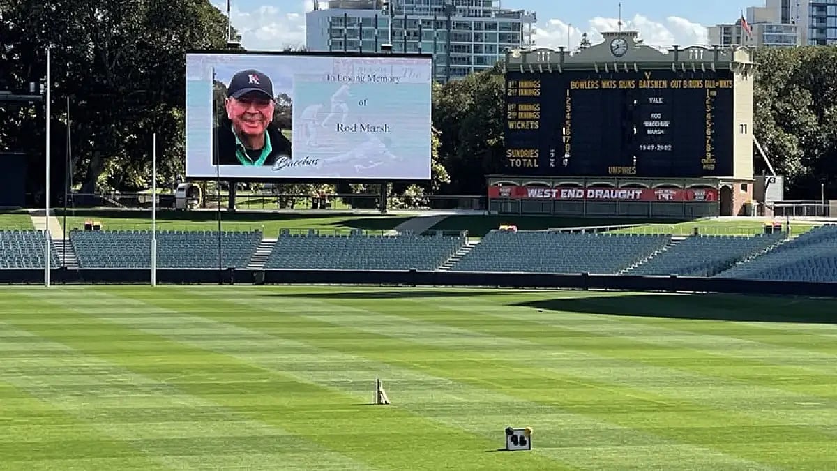 Rod Marsh's service was held at Adelaide Oval's William Magarey Room.