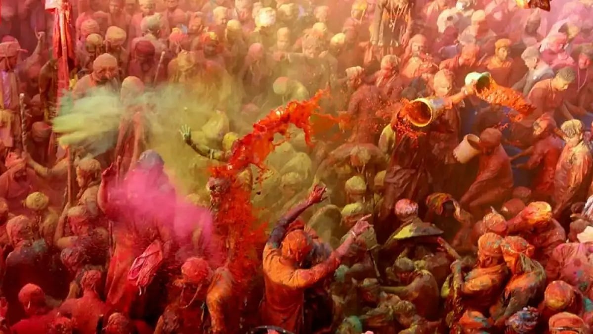 People daubed with colours during the Lathmar Holi celebrations in Mathura. (Representative)