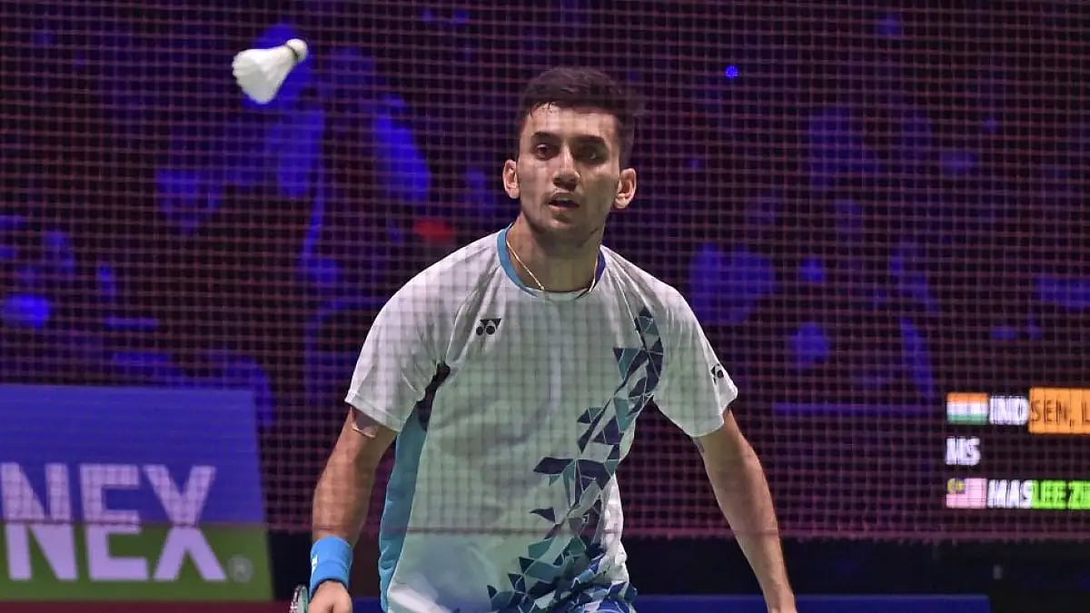 Lakshya Sen competes against Lee Zii Jia at All England Open Badminton Championships in Birmingham. 