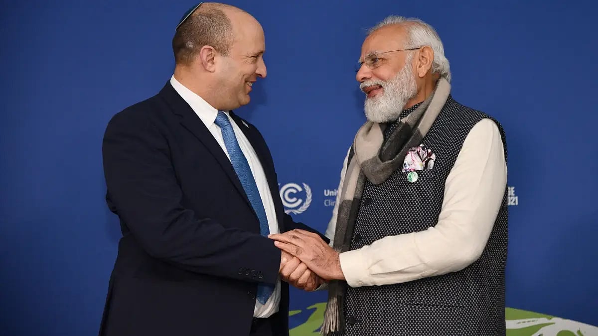 Israel's PM Naftali Bennett and India's PM Narendra Modi