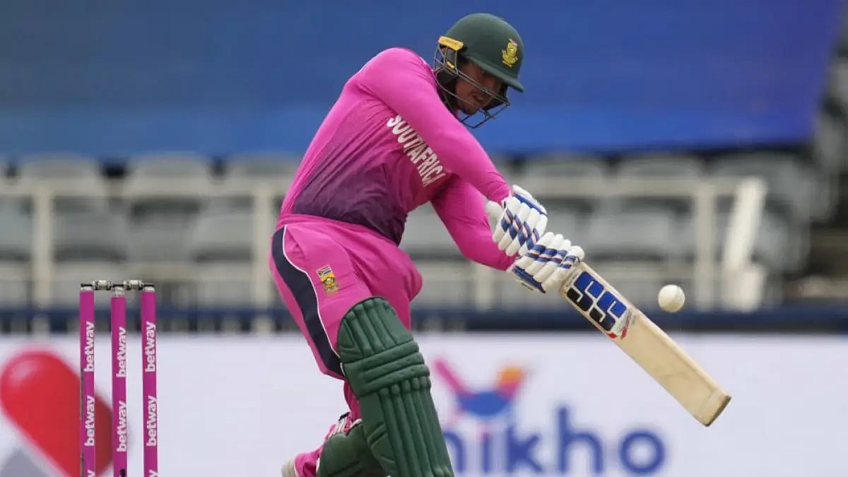 South African opener Quinton de Kock plays a side shot during 2nd ODI Vs Bangladesh on March 20.