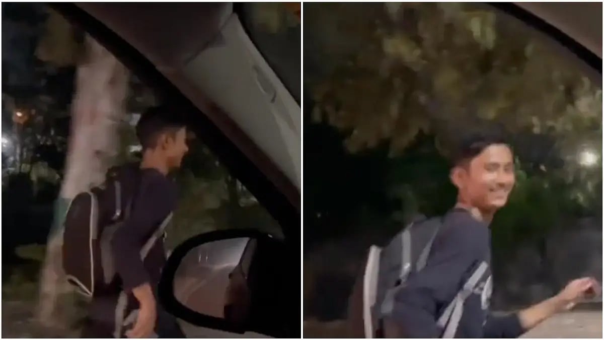 A boy's midnight run has gone viral on Twitter