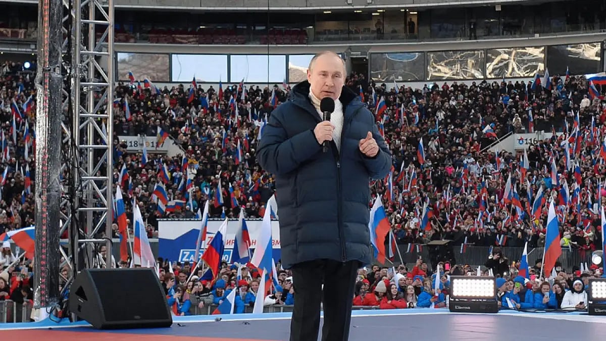 Russia used Luzhniki Stadium for a rally supporting President Vladimir Putin.