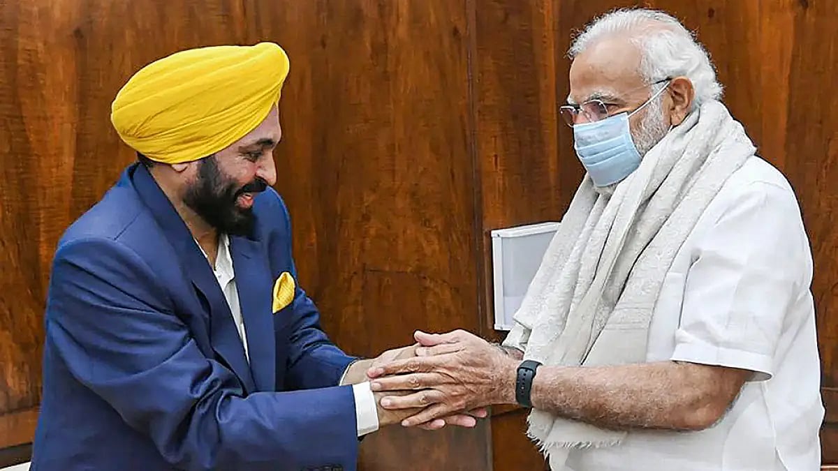 Narendra Modi with Bhagwant Mann