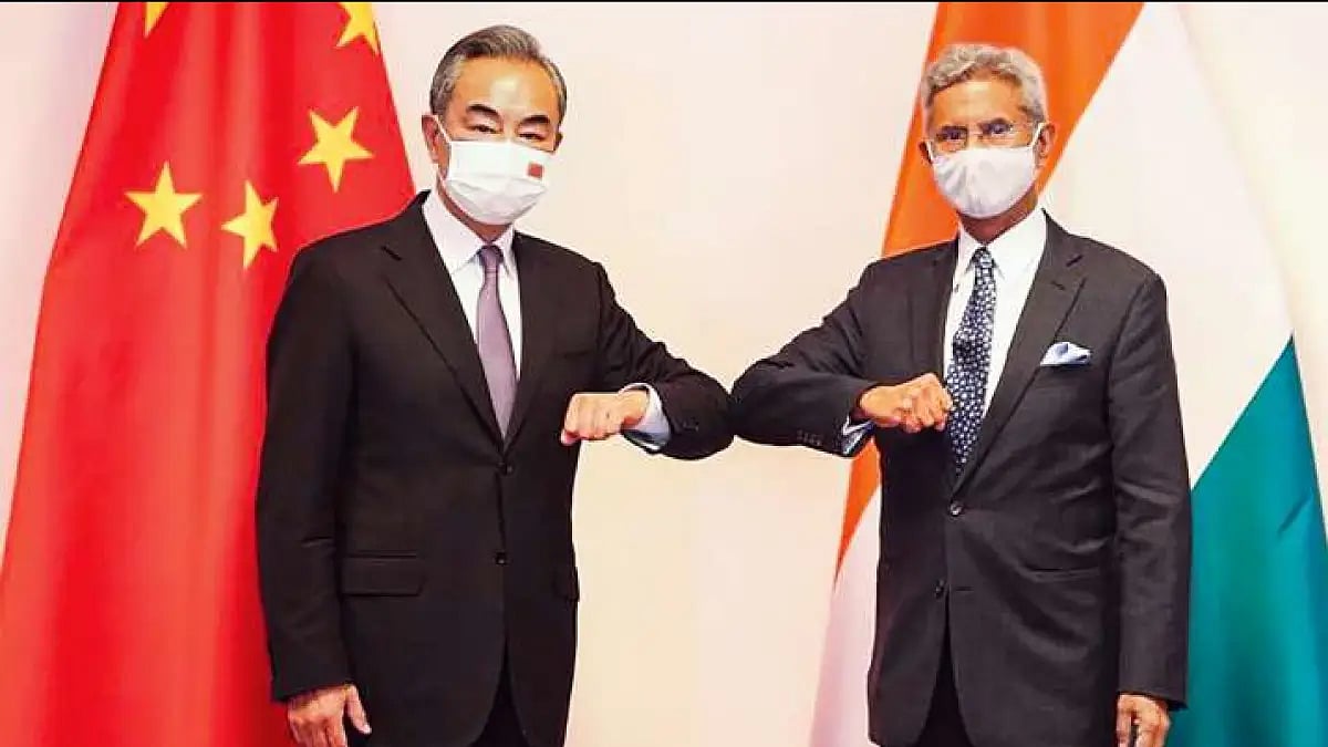 External Affairs Minister S Jaishankar with Chinese Foreign Minister Wang Yi at a bilateral meeting - null