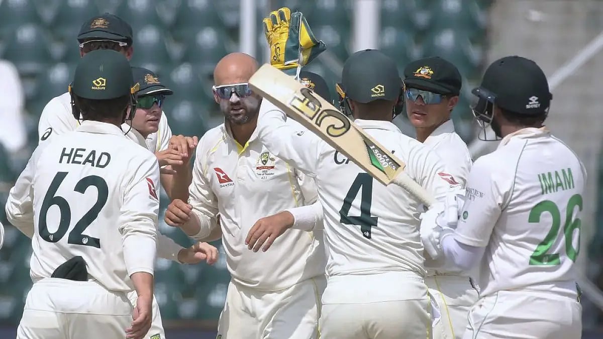 Nathan Lyon took a fifer on Day 5 as Australia defended 350 runs against Pakistan in final innings.