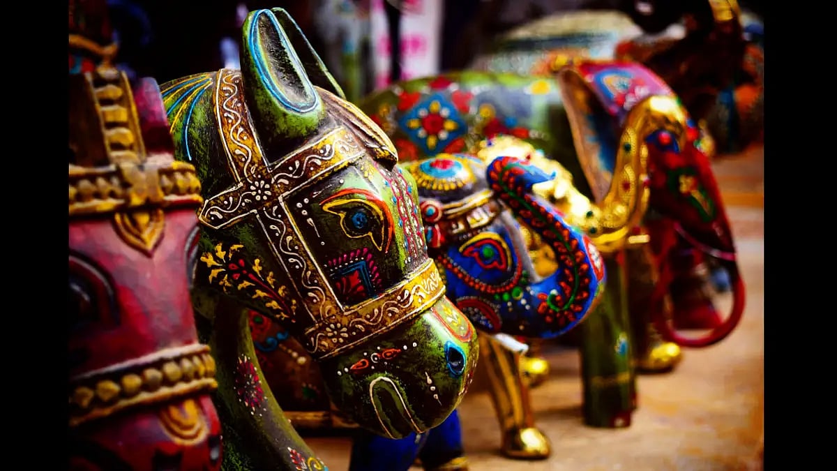 Traditional Rajasthani crafts on display 