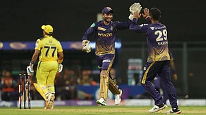 Sheldon Jackson is elated after dismissing CSK's Robin Uthappa in Mumbai on Saturday in IPL 2022.